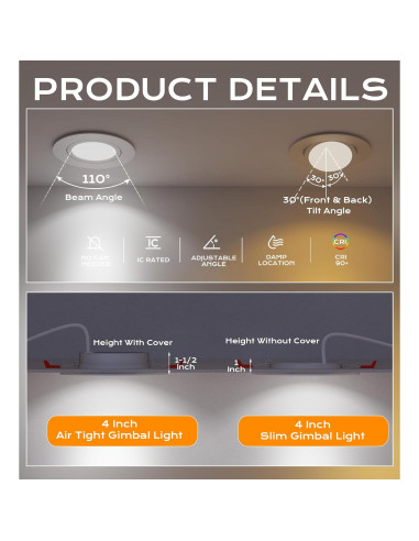 Luz Empotrada LED CLOUDY BAY 4" 10W 650LM 5 Temperaturas