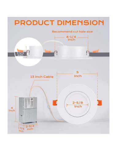 Luz Empotrada LED CLOUDY BAY 4" 10W 650LM 5 Temperaturas