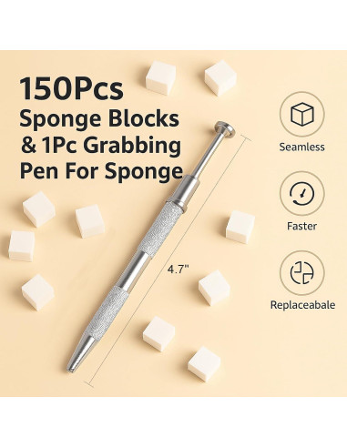 Set 150 Esponjas para Uñas HomTop + Lápiz Agarrador
