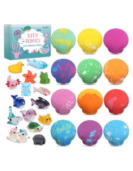 Bombas de Baño para Niños Excalla - 12 Unidades con Juguetes Sorpresa Bombas de Baño para Niños Excalla - 12 Unidades con Juguetes Sorpresa