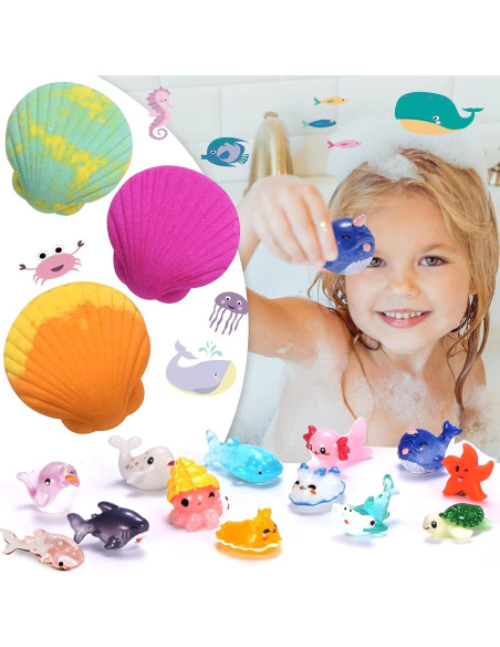 Bombas de Baño para Niños Excalla - 12 Unidades con Juguetes Sorpresa Bombas de Baño para Niños Excalla - 12 Unidades con Juguetes Sorpresa