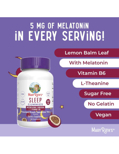 Gummies de Melatonina 5mg MaryRuth Organics 60 Unidades