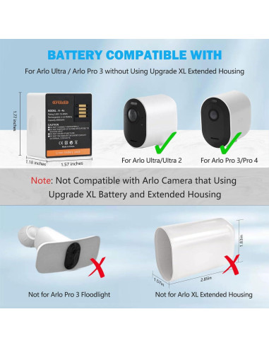 Paquete de 2 Baterías Arlo A-4a 4800mAh con Cargador Doble
