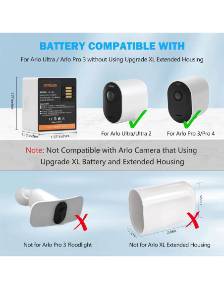 Paquete de 2 Baterías Arlo A-4a 4800mAh con Cargador Doble Paquete de 2 Baterías Arlo A-4a 4800mAh con Cargador Doble