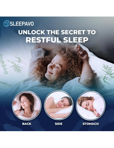 Juego de 2 almohadas ajustables Sleepavo tamaño queen - Espuma viscoelástica enfriadora