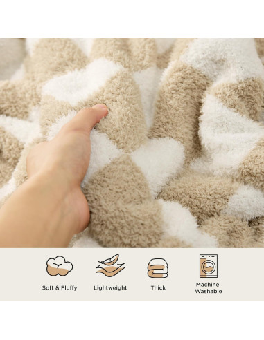 Manta de punto Bedsure suave y cálida 127x152 cm beige cuadros