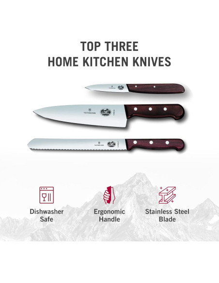 Juego de cuchillos Victorinox Rosewood 3 piezas - Chef, Pan, Pelar Juego de cuchillos Victorinox Rosewood 3 piezas - Chef, Pan, Pelar