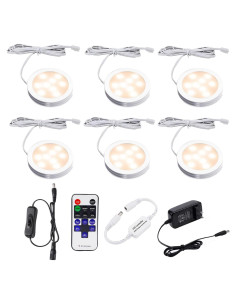 AIBOO Kit de 6 Luces LED Puck Regulables para Cocina 12V