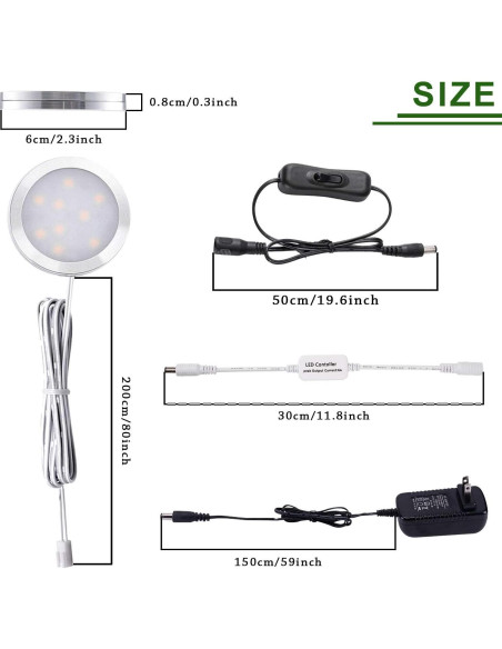 AIBOO Kit de 6 Luces LED Puck Regulables para Cocina 12V AIBOO Kit de 6 Luces LED Puck Regulables para Cocina 12V