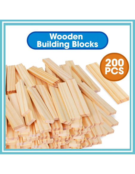 Juego de Bloques de Madera Darice - Set de 200 Piezas Educativas Juego de Bloques de Madera Darice - Set de 200 Piezas Educativas