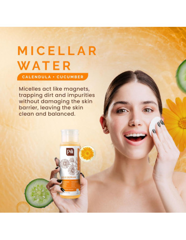 Agua Micelar Pili 218.3 ml con Caléndula y Pepino - Desmaquillante