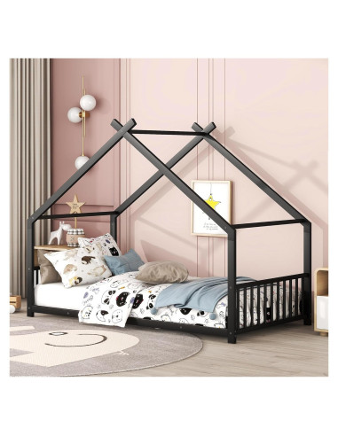 Cama Plataforma Individual Bellemave con Cabecera y Pie Negro