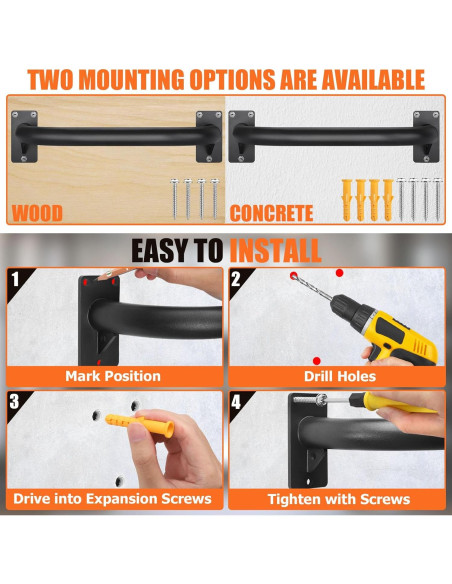 Barra de Dominadas TOBWOLF Ajustable Montaje en Pared 227 kg Barra de Dominadas TOBWOLF Ajustable Montaje en Pared 227 kg
