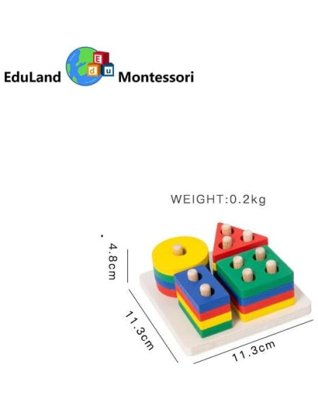 Juguete Educativo de Apilamiento de Madera EduLand 11.3cm Juguete Educativo de Apilamiento de Madera EduLand 11.3cm