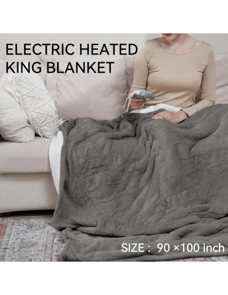 Manta Eléctrica King SoLafeel 100x90 cm 10 Niveles Calor Gris Manta Eléctrica King SoLafeel 100x90 cm 10 Niveles Calor Gris