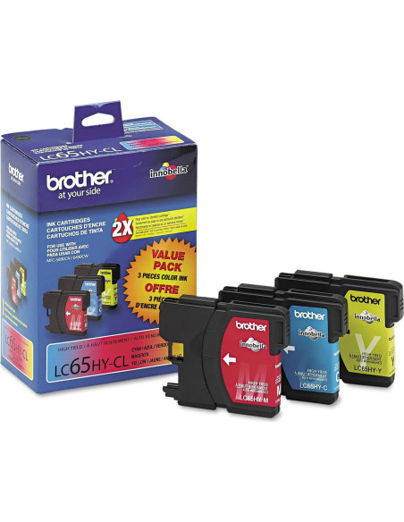 Cartuchos de Tinta Brother LC65HYCL 3 Piezas Cian Magenta Amarillo Cartuchos de Tinta Brother LC65HYCL 3 Piezas Cian Magenta Amarillo