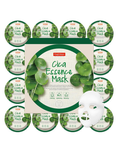 Mascarilla de esencia Cica Purederm - Paquete de 12 unidades