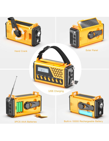 Radio Meteorológica Portátil DexScout 10000mAh Solar con Linterna