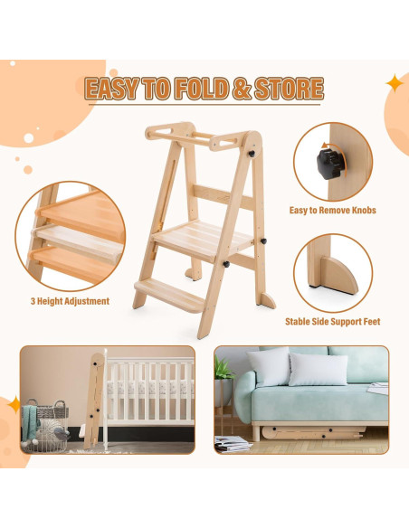 Torre Plegable para Niños Gewitt - Altura Ajustable 3 Niveles Torre Plegable para Niños Gewitt - Altura Ajustable 3 Niveles
