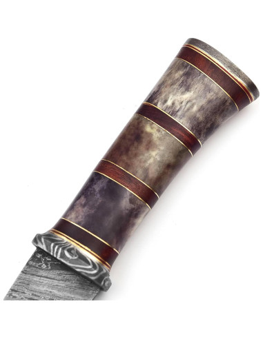 Cuchillo Kukri de Acero Damasco UK UNIQUE 38 cm Mango Madera Rosa