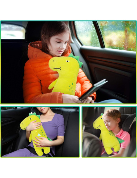 Almohada de Cinturón de Seguridad Farochy Dinosaurio Verde Almohada de Cinturón de Seguridad Farochy Dinosaurio Verde