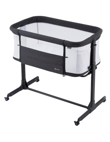 Cuna de lado Qutanix gris, plegable y ajustable para bebés