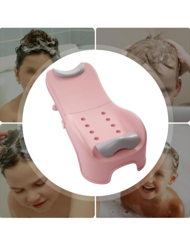 Silla de Champú Ajustable para Niños Rosa - 0 a 5 Años