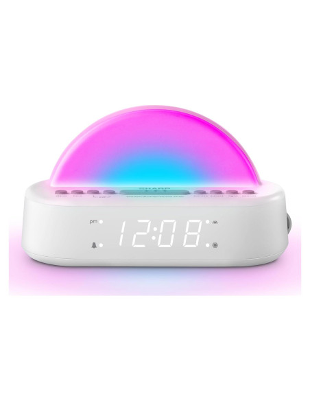 Reloj Despertador Amanecer Sharp con Luz Multicolor y Sonidos Reloj Despertador Amanecer Sharp con Luz Multicolor y Sonidos
