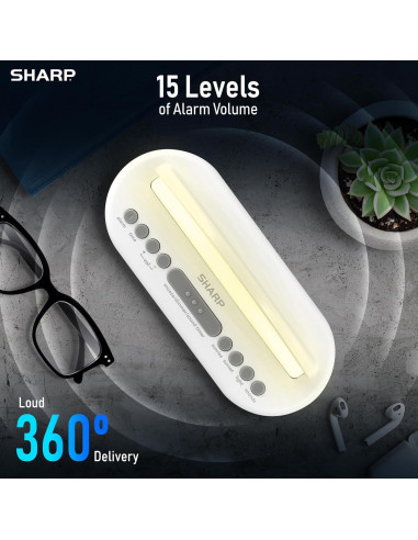 Reloj Despertador Amanecer Sharp con Luz Multicolor y Sonidos