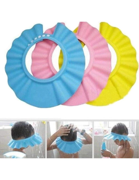 Gorro de Ducha Ajustable para Niños 3pcs QUUPY - Protección Baño Gorro de Ducha Ajustable para Niños 3pcs QUUPY - Protección Baño