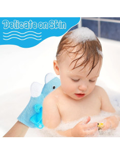 Guantes de Baño para Niños Gjinxi 2 Pcs Oso y Rana Exfoliantes 2