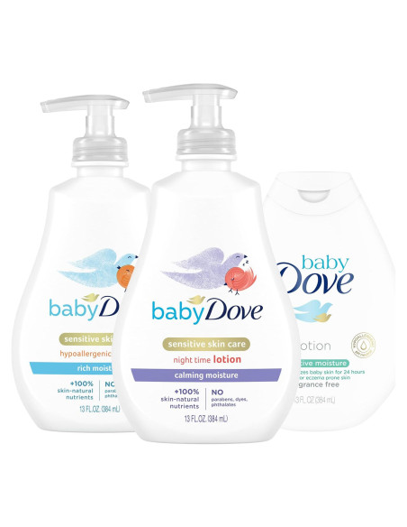 Lociones Hipoalergénicas para Bebés Dove - 3 Fragancias, 368.5 g Lociones Hipoalergénicas para Bebés Dove - 3 Fragancias, 368.5 g