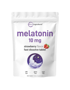 Melatonina 10mg Micro Ingredients 400 Tabletas Sabor Fresa