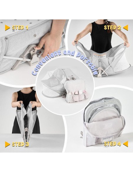 Cuna portátil Myfunbaby para bebés con mosquitero y toldo Cuna portátil Myfunbaby para bebés con mosquitero y toldo