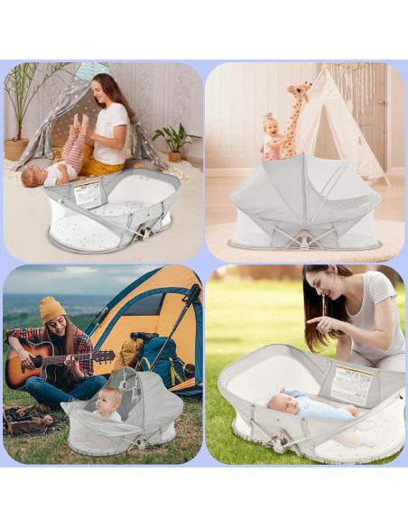 Cuna portátil Myfunbaby para bebés con mosquitero y toldo Cuna portátil Myfunbaby para bebés con mosquitero y toldo
