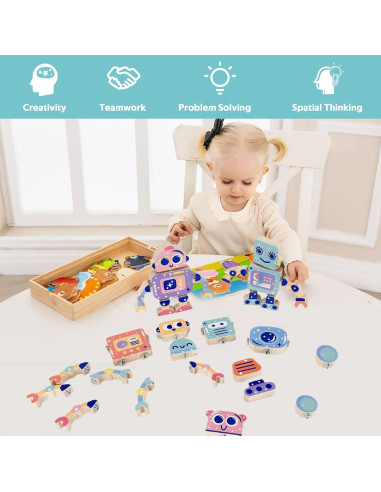Juguete Educativo Robot de Madera SZXDG para Niños 3-8 Años