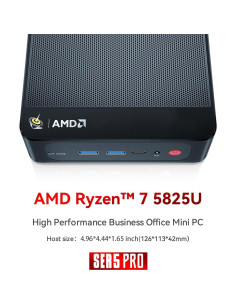 Mini PC Beelink SER5 Pro, AMD Ryzen 7 5825U, 32GB RAM, 1TB SSD 2
