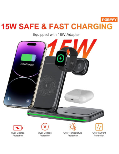 Cargador Inalámbrico 3 en 1 Xiaomi MI-QIS08 Negro