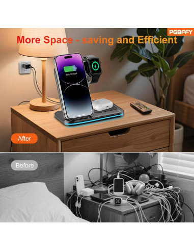 Cargador Inalámbrico 3 en 1 Xiaomi MI-QIS08 Negro