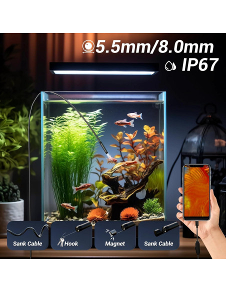 Cámara Borescopio HD Smartklik 5m IP67 con Luz LED Ajustable Cámara Borescopio HD Smartklik 5m IP67 con Luz LED Ajustable