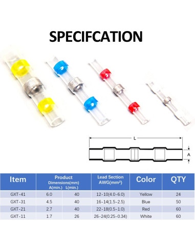 Kit de Conectores de Cable Aislados GAJING 194PCS a Prueba de Agua