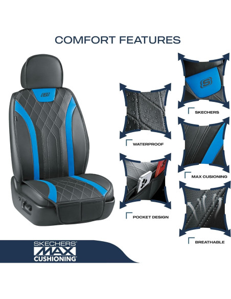 Funda de Asiento de Coche Skechers MAX Cushioning Azul 2 Piezas Funda de Asiento de Coche Skechers MAX Cushioning Azul 2 Piezas