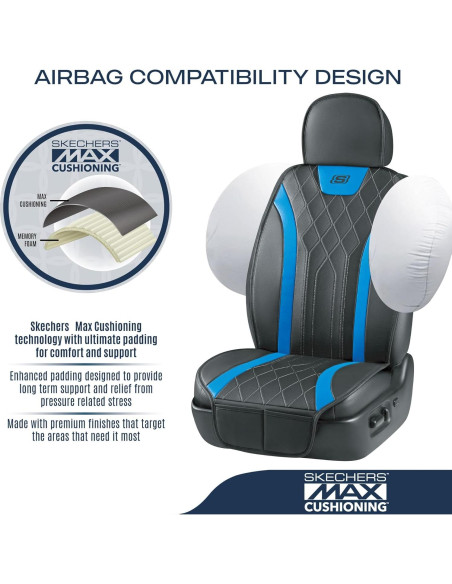 Funda de Asiento de Coche Skechers MAX Cushioning Azul 2 Piezas Funda de Asiento de Coche Skechers MAX Cushioning Azul 2 Piezas