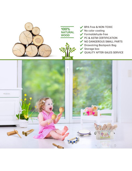 Set de Percusión de Madera Ecológica Crafteem para Niños Set de Percusión de Madera Ecológica Crafteem para Niños