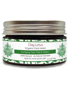 Limpiador Facial Orgánico Clay Lotus 100% Natural para Piel Grasa