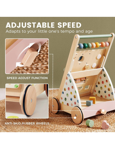 Andador de Madera Tiny Land Morandi para Bebés con Velocidad Ajustable Andador de Madera Tiny Land Morandi para Bebés con Velocidad Ajustable