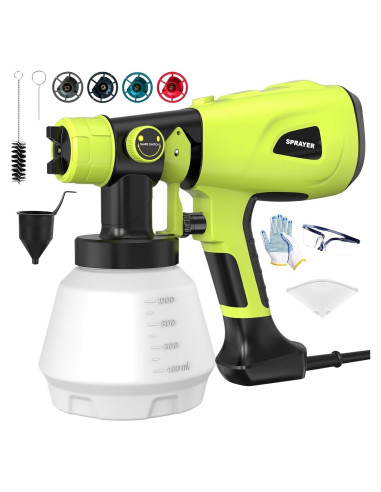 Pistola de Pintura Eléctrica LESONJOY 1000W Verde con 4 Boquillas