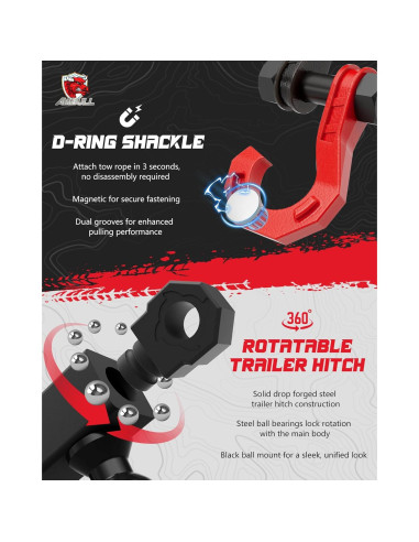 Enganche de Remolque Rotatable AMBULL 2" con Gancho en D