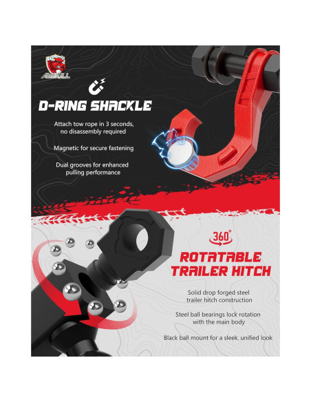 Enganche de Remolque Rotatable AMBULL 2" con Gancho en D Enganche de Remolque Rotatable AMBULL 2" con Gancho en D
