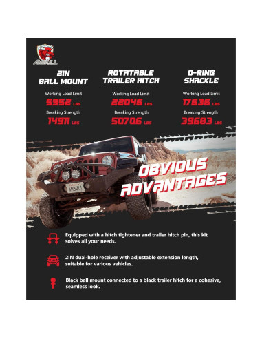 Enganche de Remolque Rotatable AMBULL 2" con Gancho en D